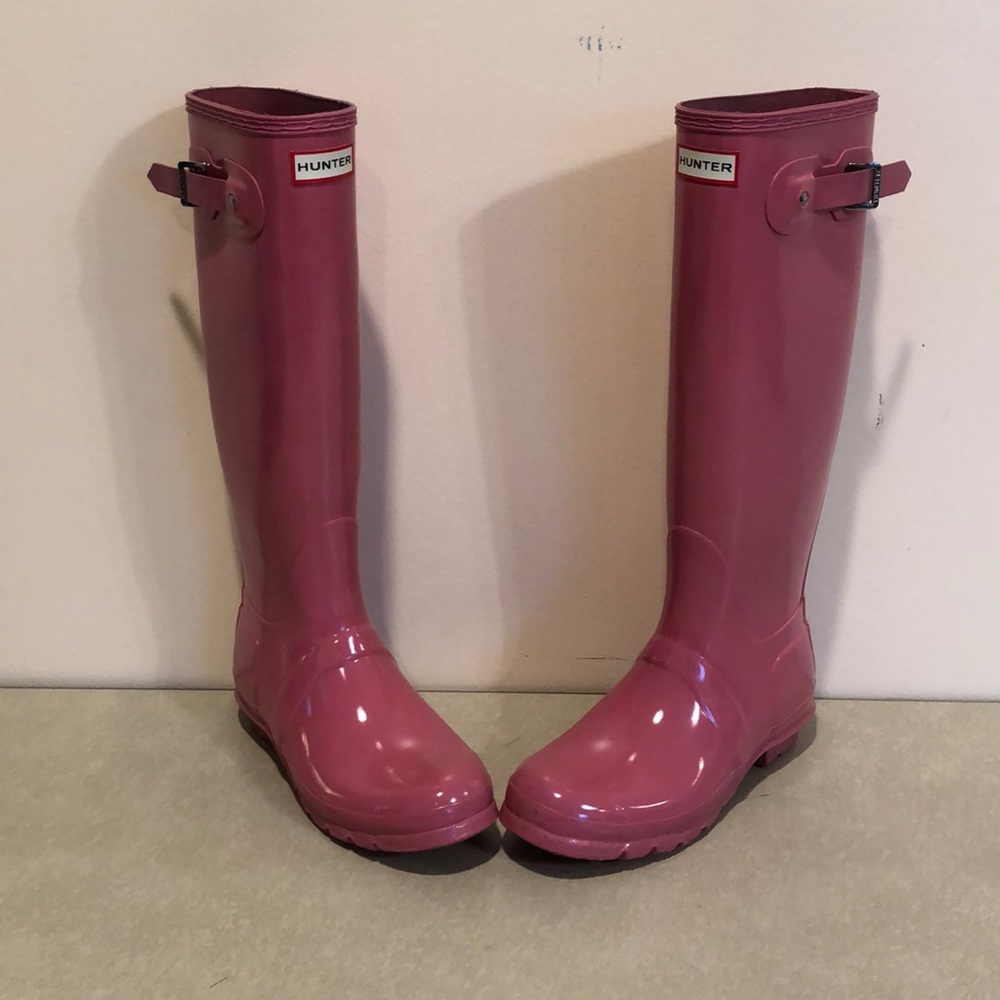 Hunter original tall gloss boots dusty rose pink